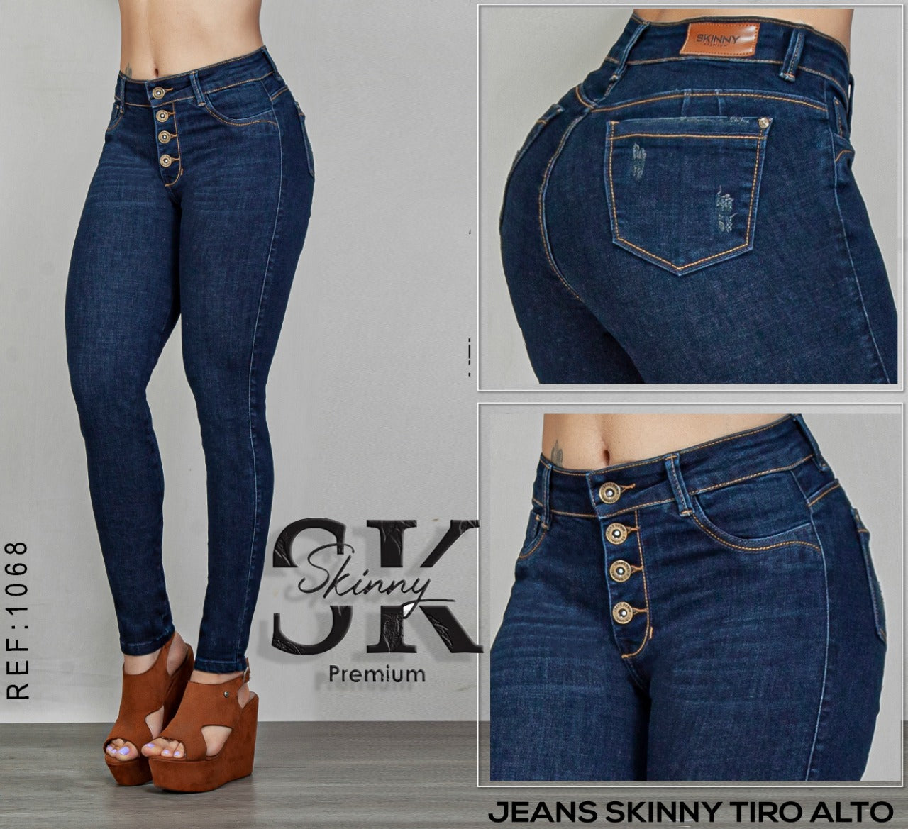 Jeans tiro sales alto skinny