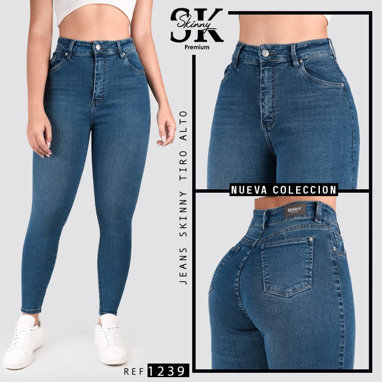 JEANS SKINNY TIR0 ALTO 1239