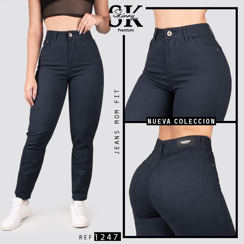 JEANS  DRILL AZUL TIRO ALTO 1247