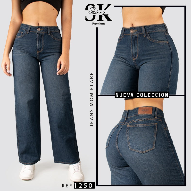 JEAN MOM FLARE RIGIDO TIRO ALTO 1250